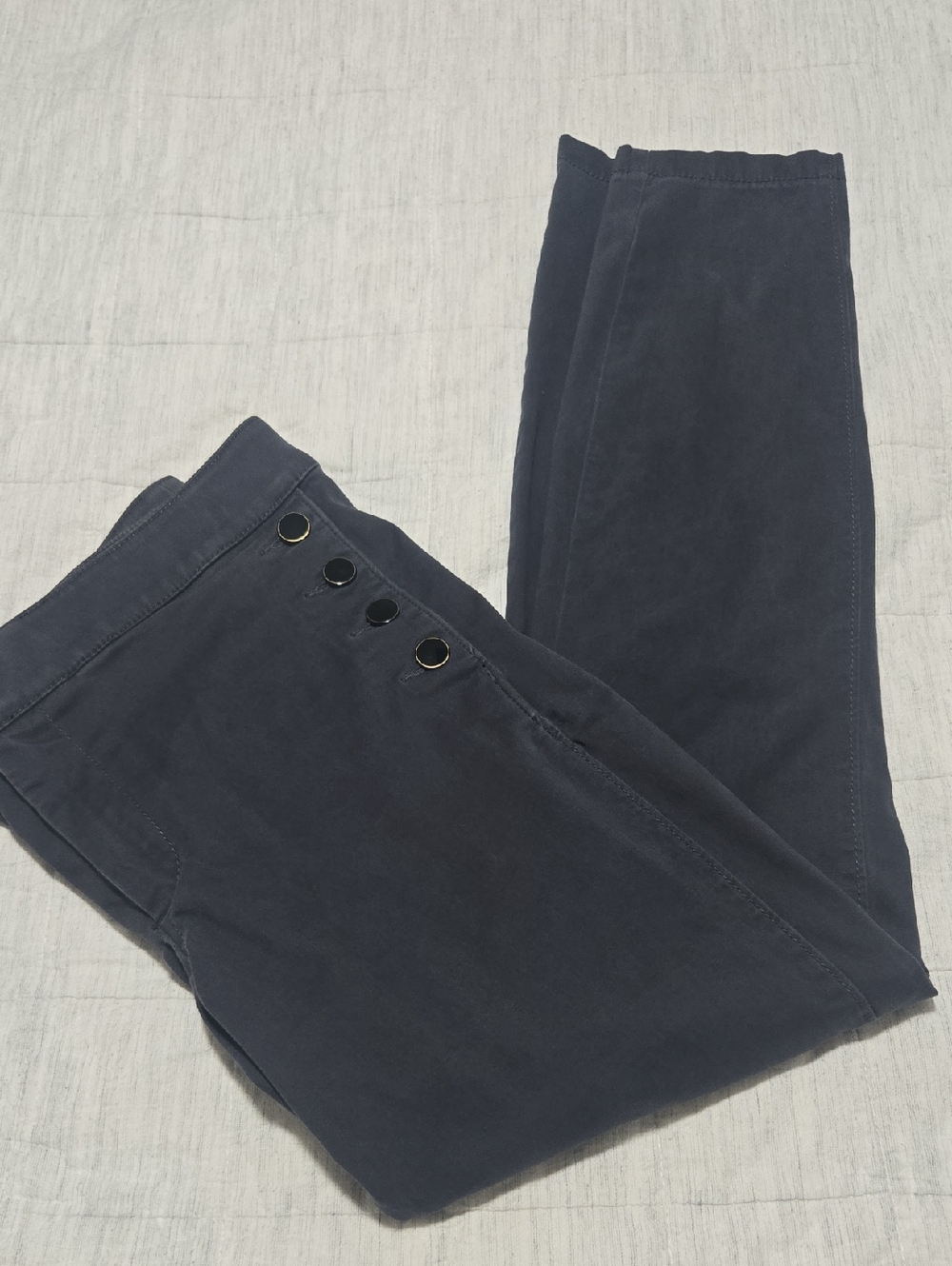 LOFT Womens Grey Blue Chinos with Button Detail